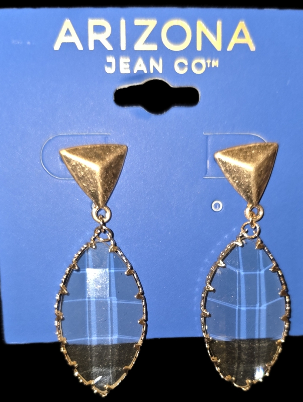 Goldtone & Clear  Dangle Earrings
